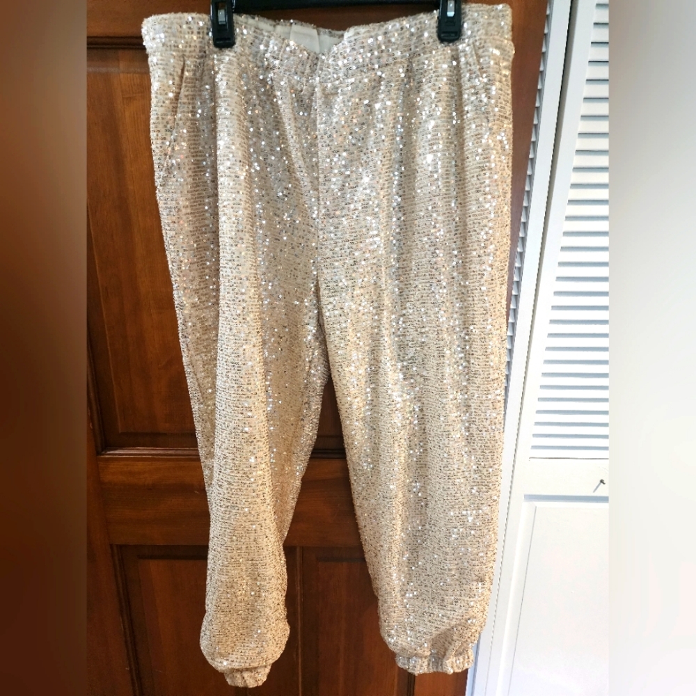 Sequin jogger pants
